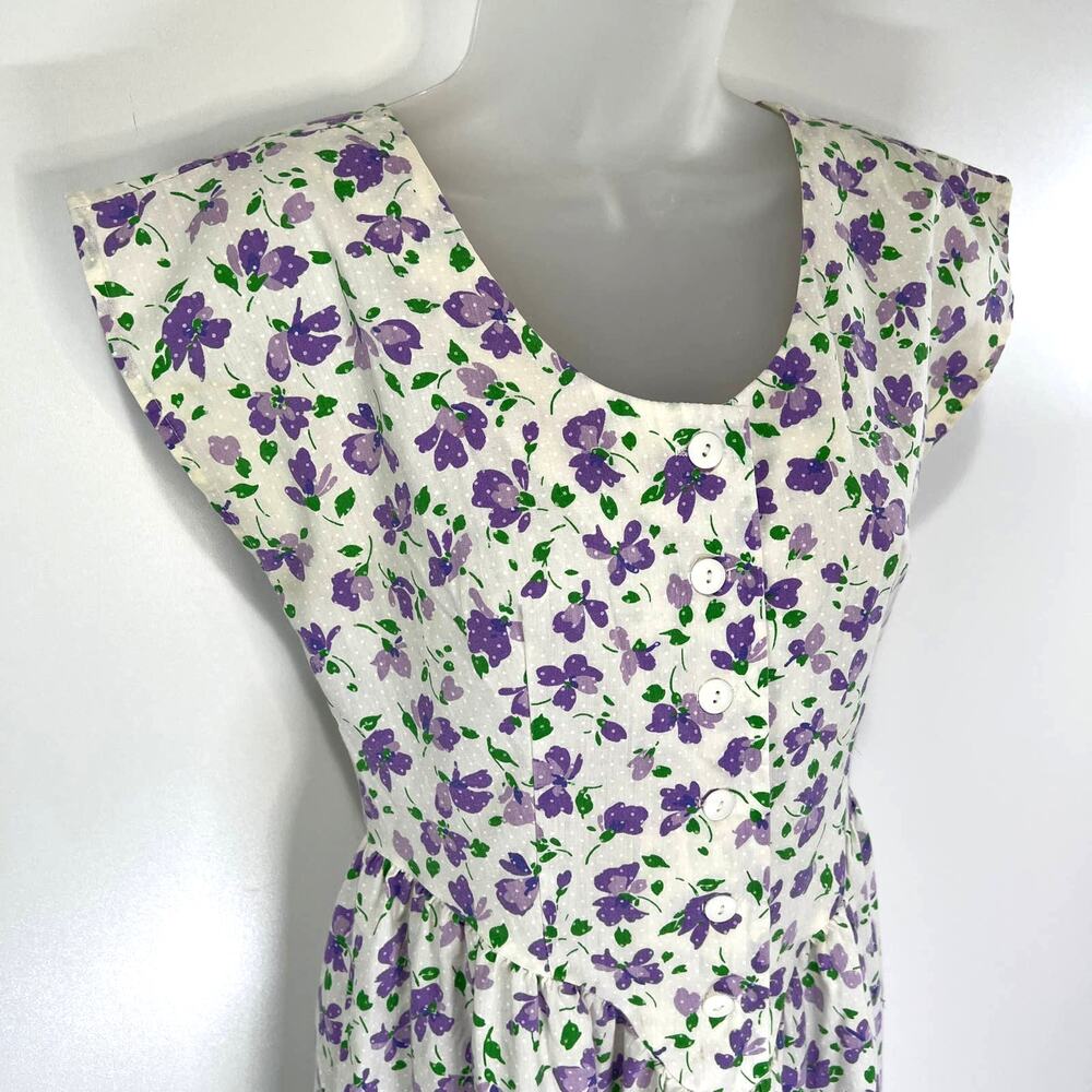 Vintage 80s Floral Mini Dress Bedford Fair Women's Small - Picture 2 of 9